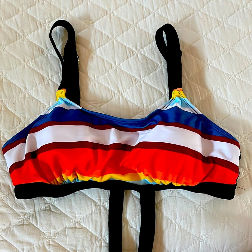 Custom Bikini Top, rainbow colors, adjust.tie & straps, supportive,lined,padded.